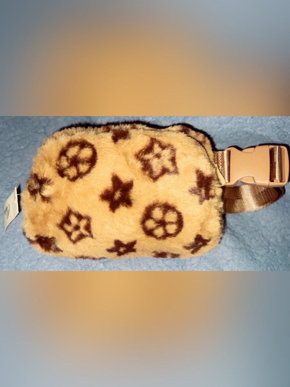 Plush Faux Monogram Fur Mini Pouch